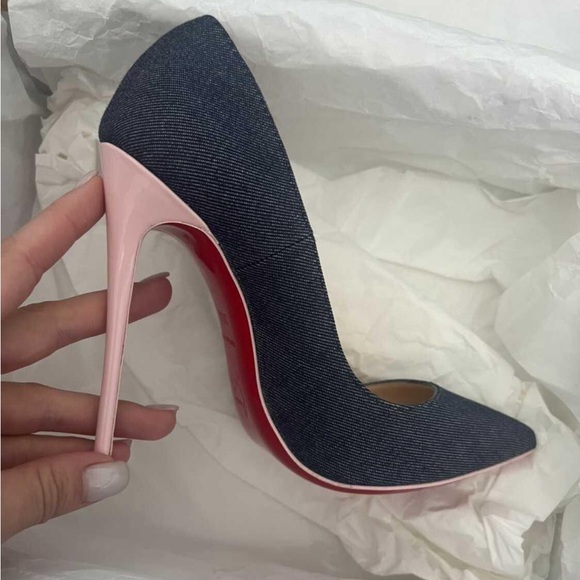 Unworn Christian Louboutin denim & pink So Kate heels, size 35.5. SO cute! - Picture 1 of 12